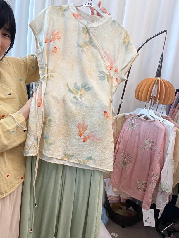 411新中式国风气质上衣夏季斜襟盘扣别致独特套装