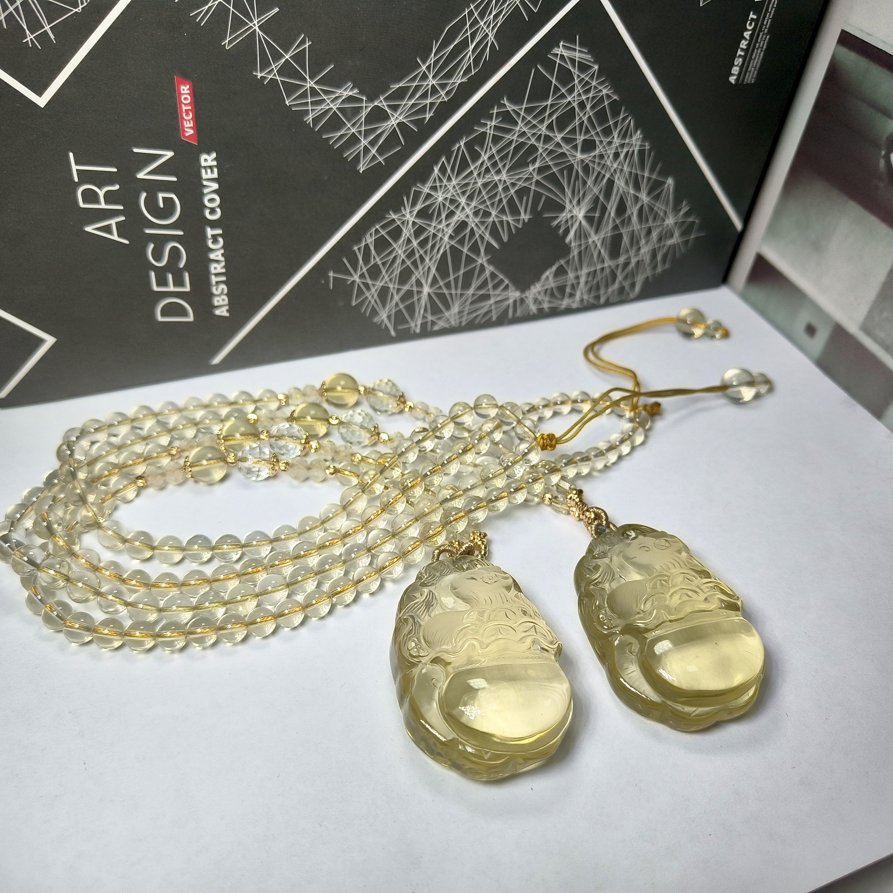 【村有晶品】天然黄水晶钱袋狐项链 多样性发一件  904ZBNZ