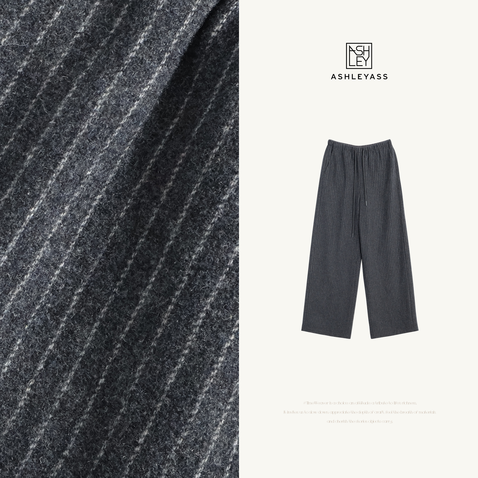 ashleyass“条纹羊毛裤”色织条纹面料英伦风休闲裤LSK241600C