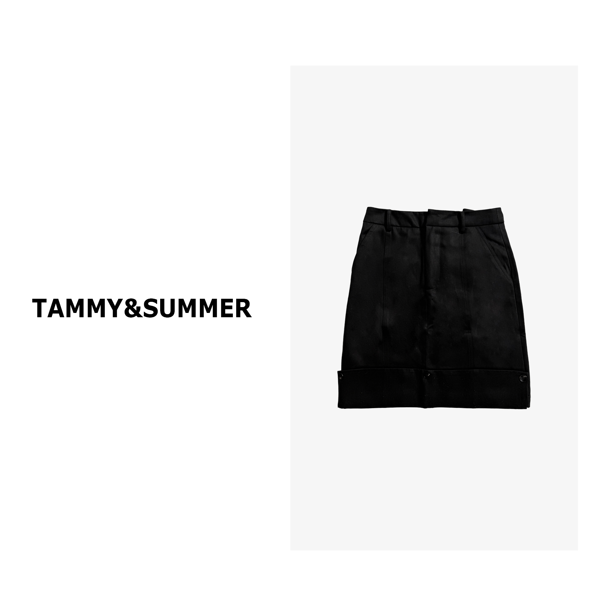 【Tammy&Summer】韩系极简百搭卷边设计半身裙休闲中长半裙521351