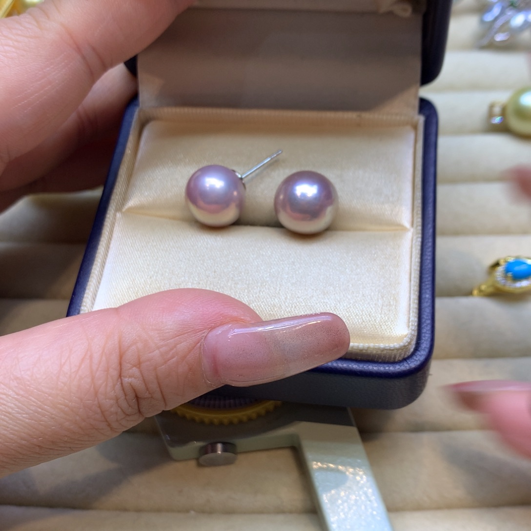 银S925镶嵌耳饰淡水珍珠