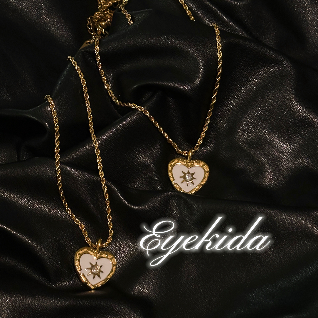 铜合金不锈钢锆石项链 铜合金锆石Eyekida法式复古风爱心项链