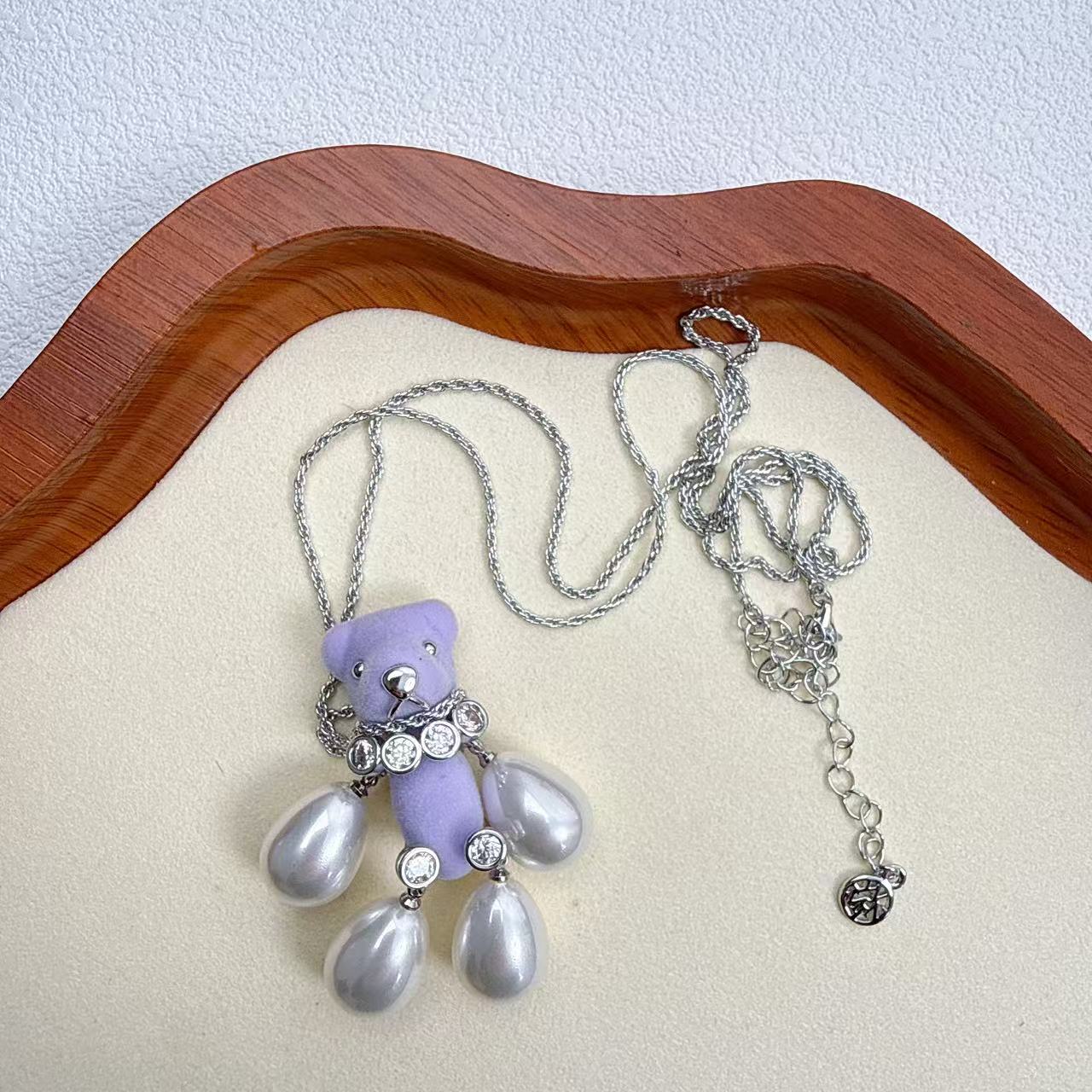 非金属仿珍珠项链 四肢珍珠熊项链  3021