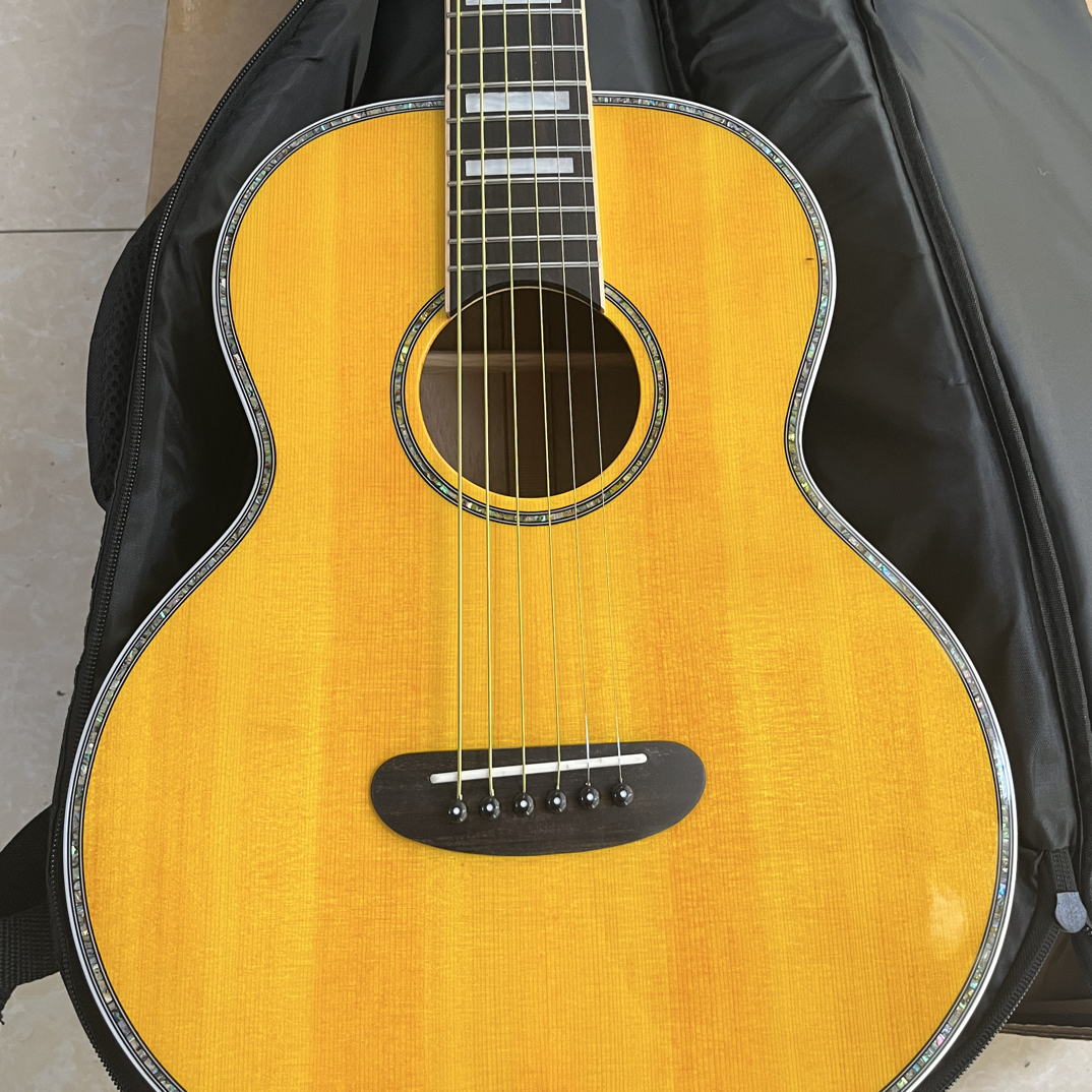 （手工琴）34寸云杉金丝楠木硝基漆亮光全单吉他