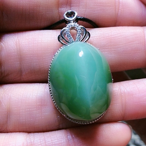 和田玉挂件银S925镶嵌