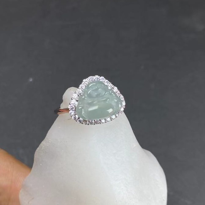 李书翡翠蓝水佛公戒指 BY A213 1124 388J单个多样性发货