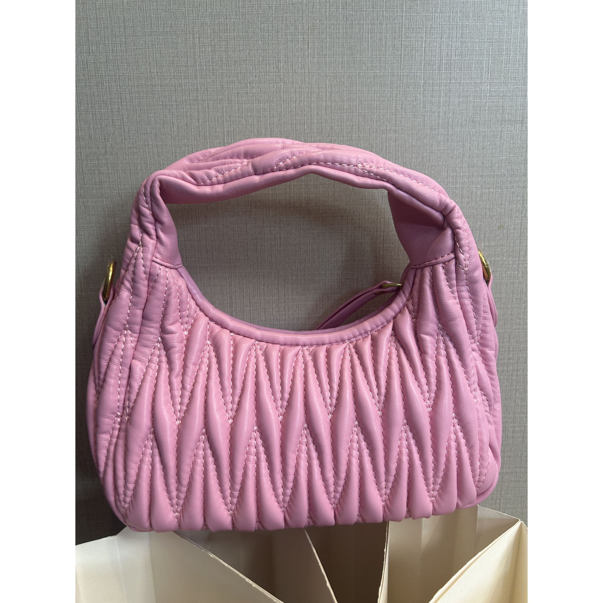 TOLEX2025新款手工时尚百女包褶皱圆粉色