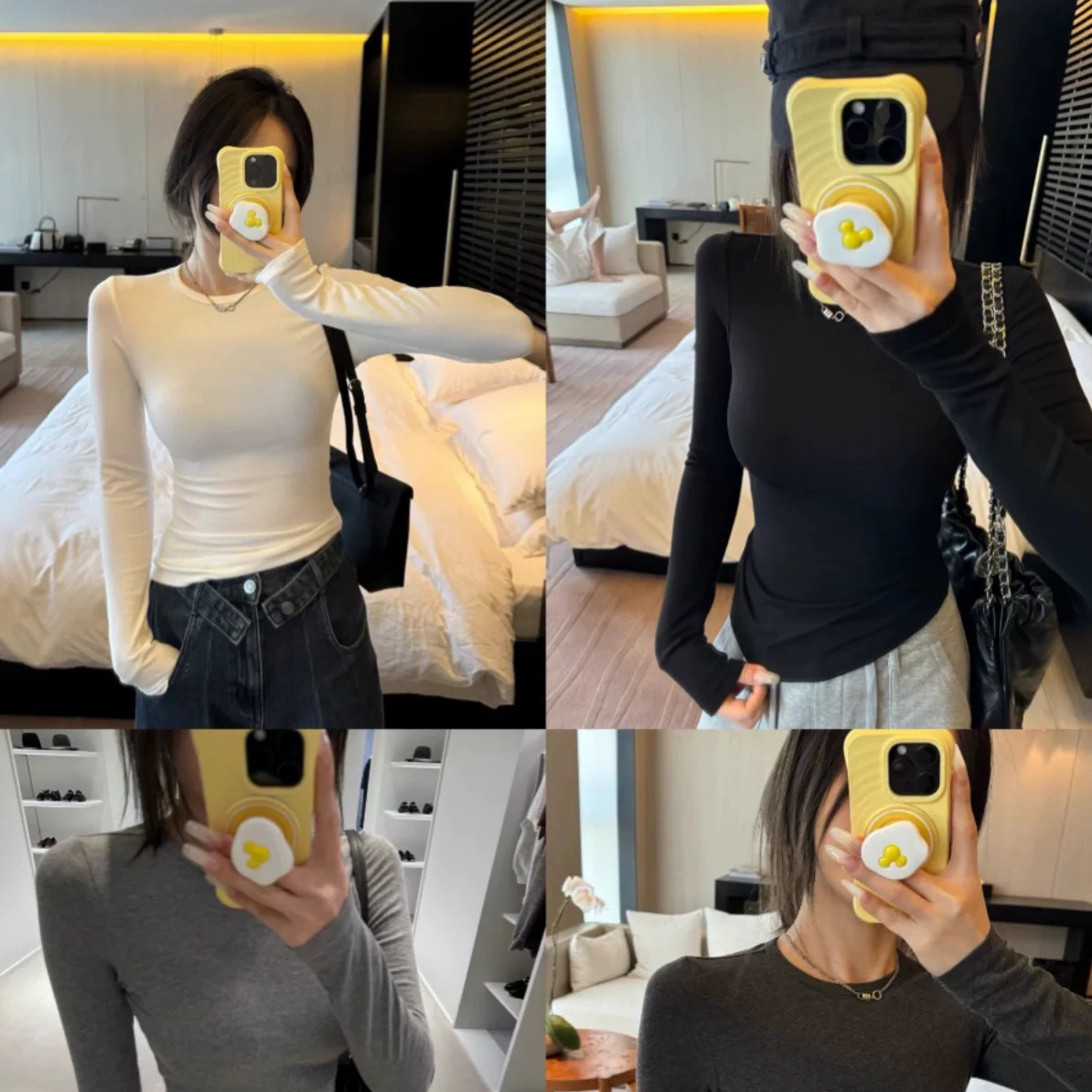 Damin/紧身不紧绷修身休闲风透气保暖圆领T恤