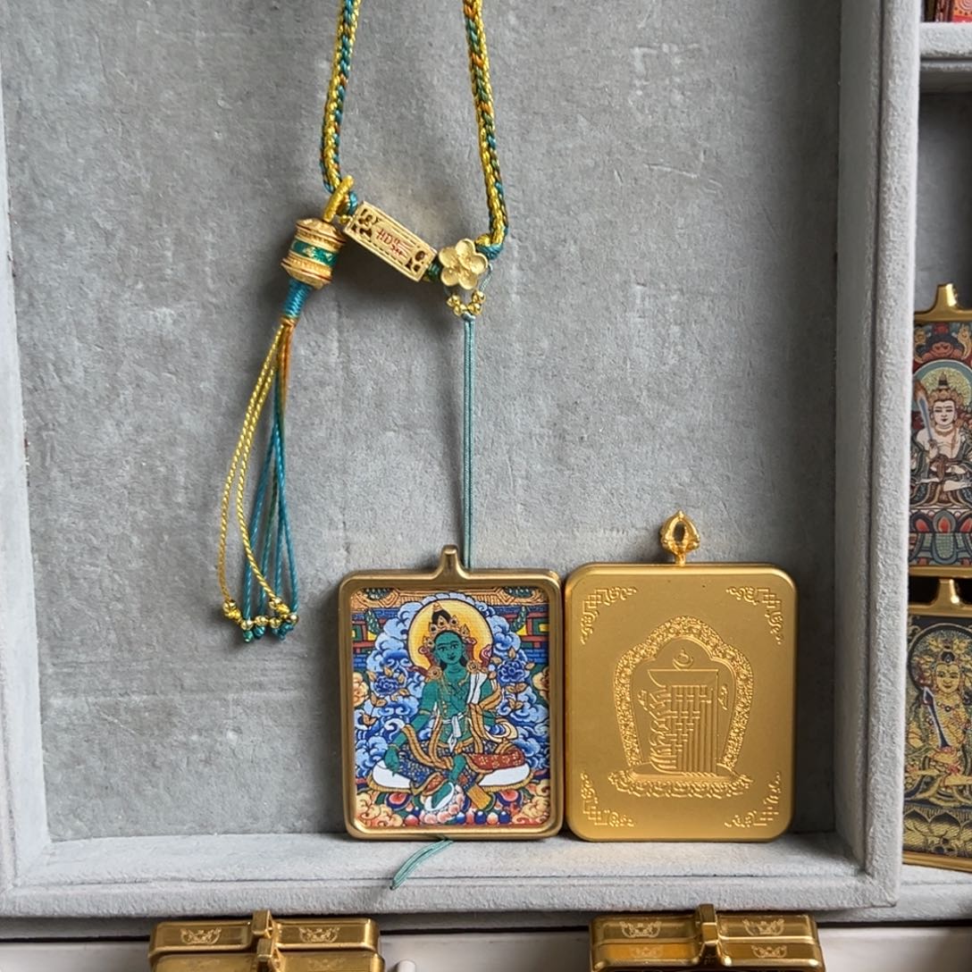 吊坠L*单面铜壳绿妈妈唐卡