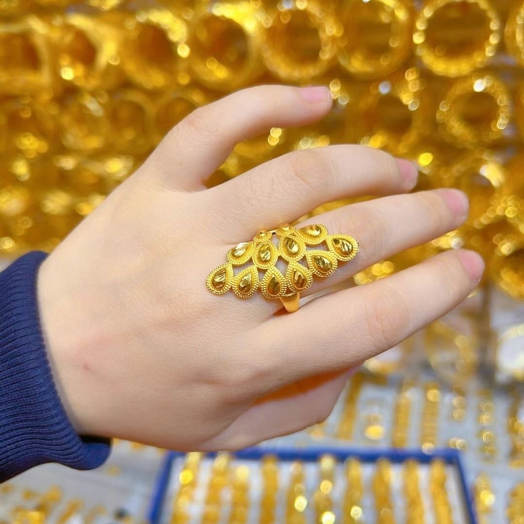 铜合金戒指 金色曝闪女士可调节民族风