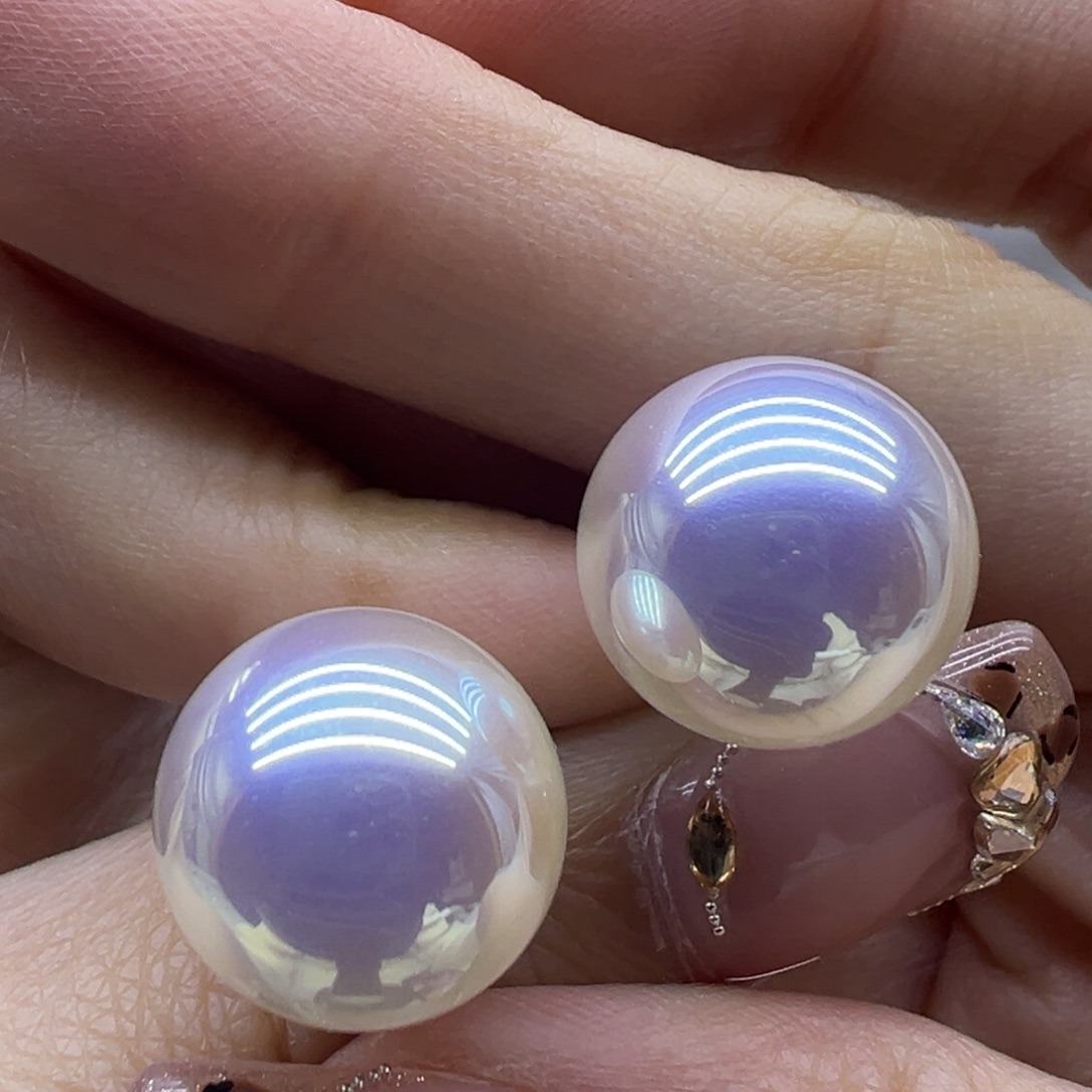 淡水珍珠银S925镶嵌耳饰