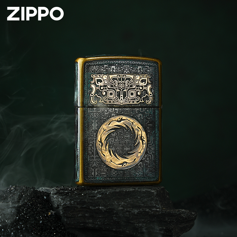 ZIPPO/之宝打火机青铜三星堆贴章经典复古款官方正品打火机DYX1H1
