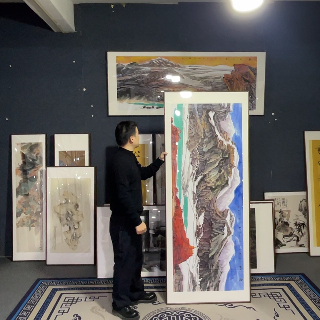 一***来国画手绘画作品带框80/200