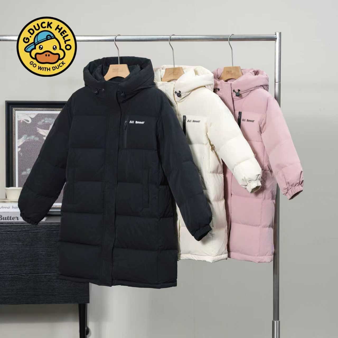 【B.Duck】小黄鸭亲子装羽绒服冬季新款男女中大童长款加厚外套008