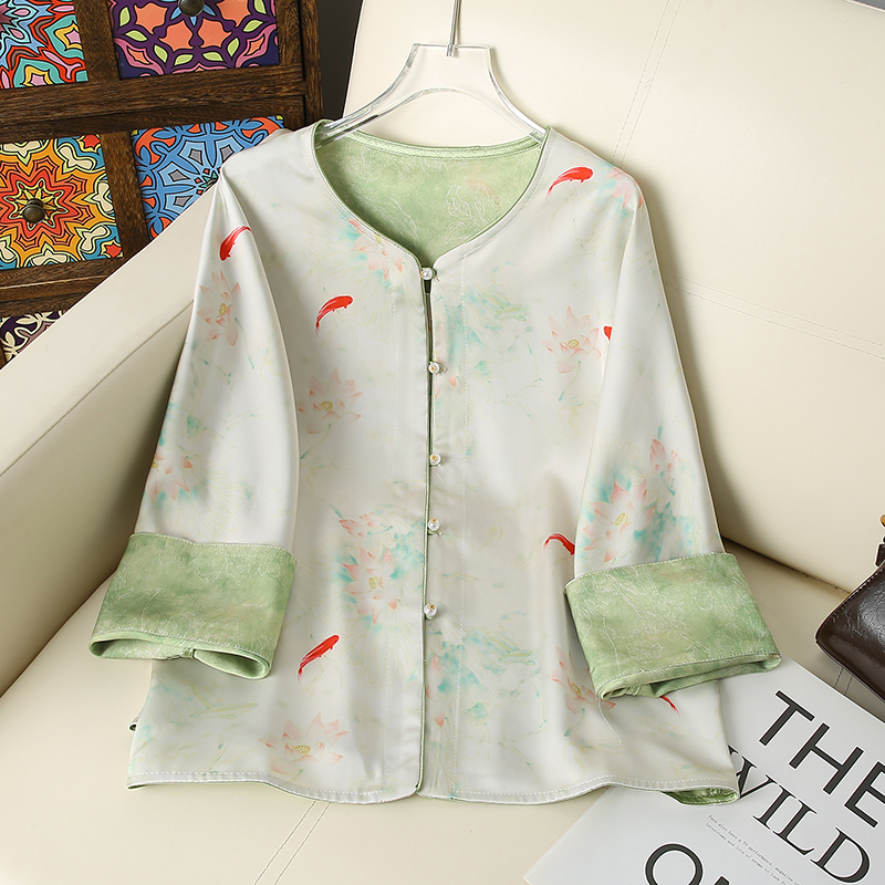 【荷塘月色】双面穿新中式防晒外套显白上衣气质盘扣女装长袖宽松