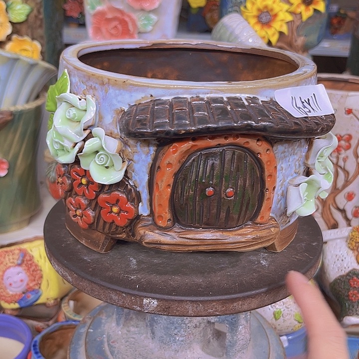 紫砂花盆粗陶材质多肉花盆