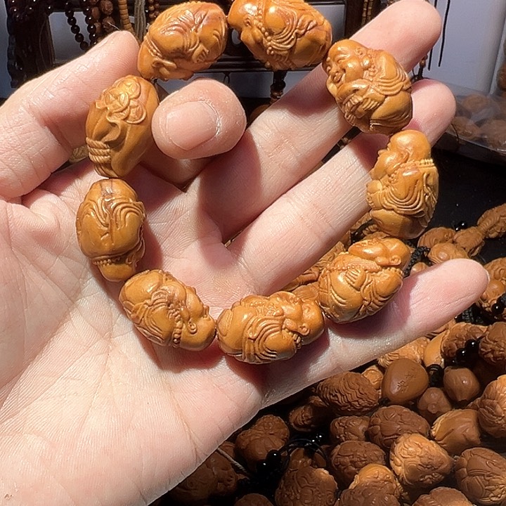 橄榄核手串/手链花皮弥勒佛手串
