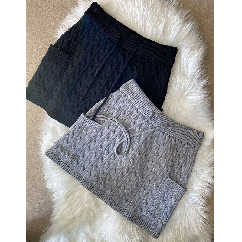 【新款破价】美式麻花针织口袋设计重磅密织抽绳A字针织短裙918