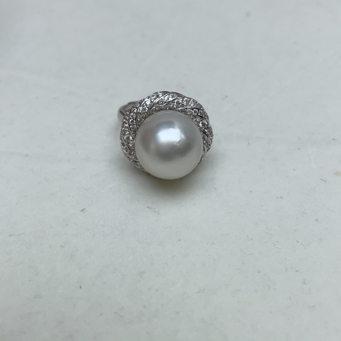 戒指海水珍珠银S925镶嵌