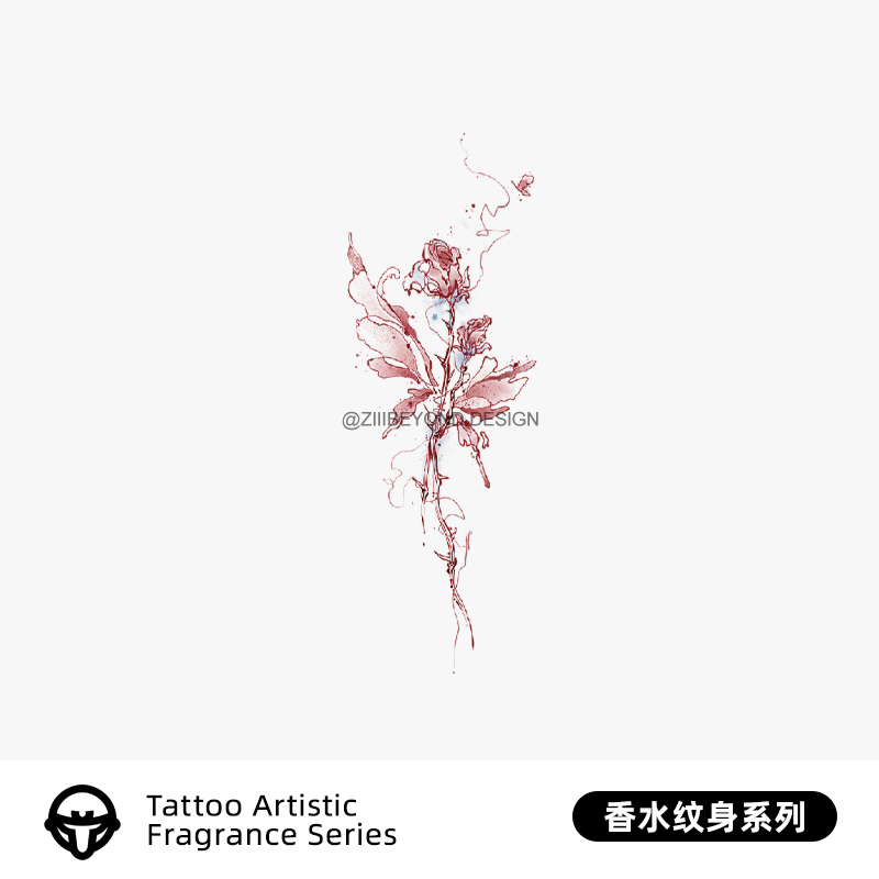 再变 绯花香水纹身贴防水持久逼真纹身图案女彩色纹身音乐节 X150