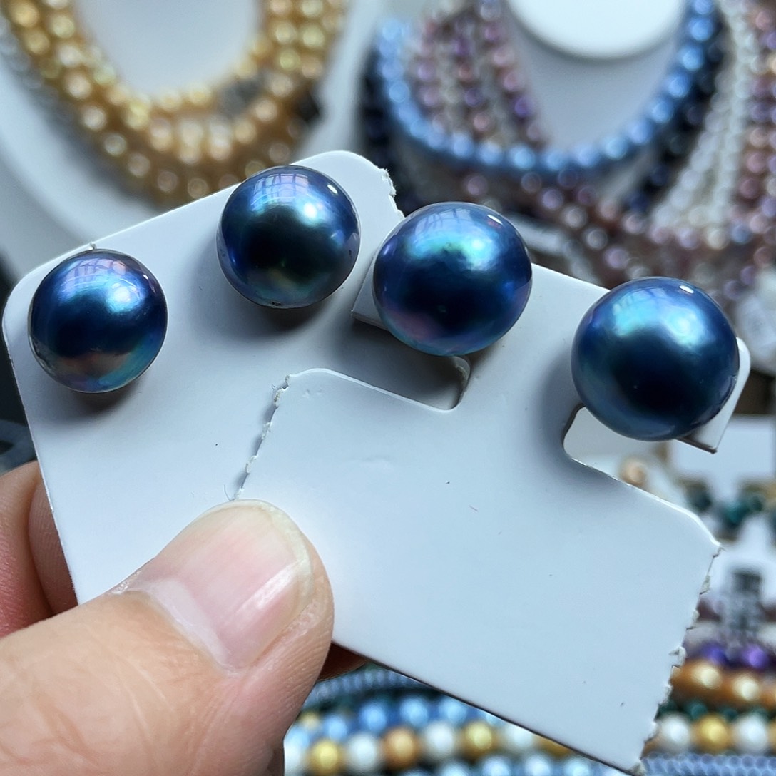 拼合珍珠（马贝珠）耳钉银S925镶嵌