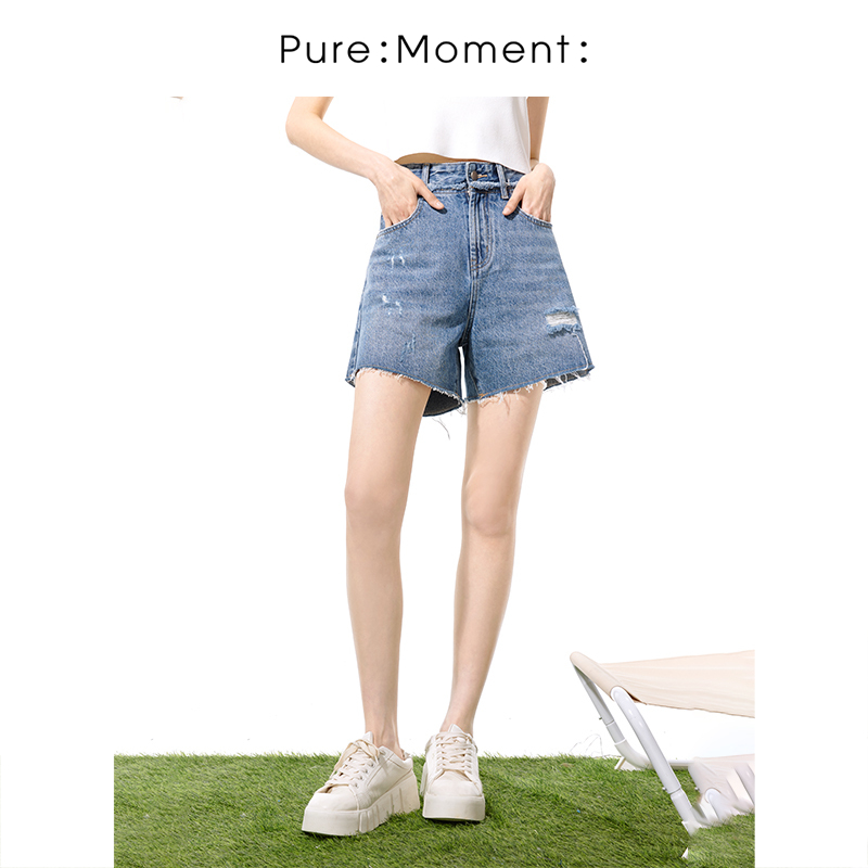 小麦檬Pure:Moment:休闲牛仔蓝休闲裤商场同款春夏装4E4351261