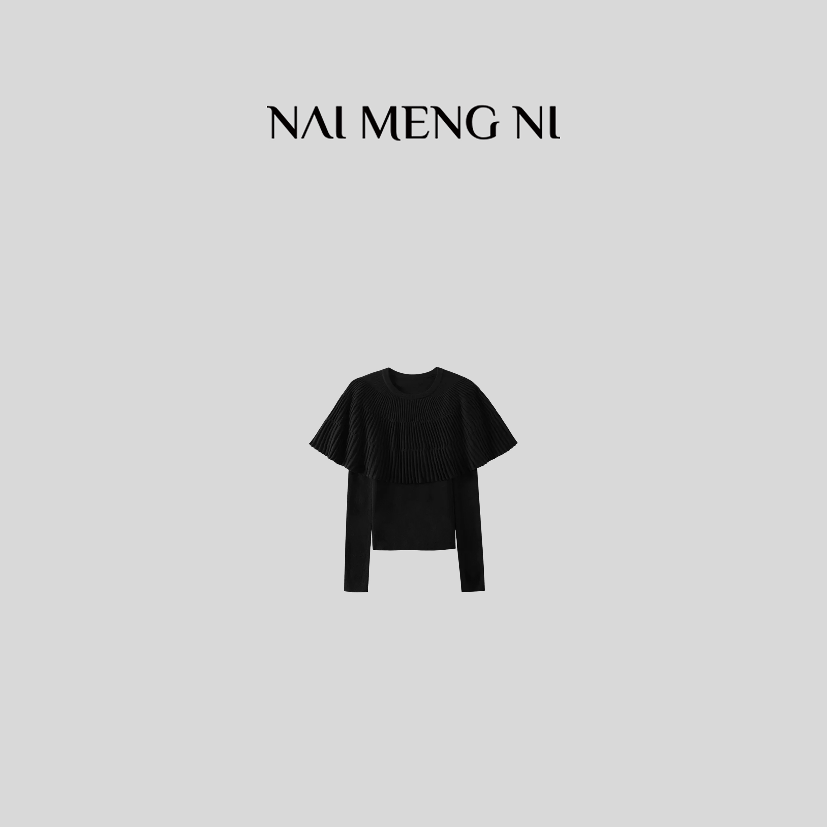 肉肉  26RR2722  绵羊毛长袖套头款显瘦气质斗篷设计上衣