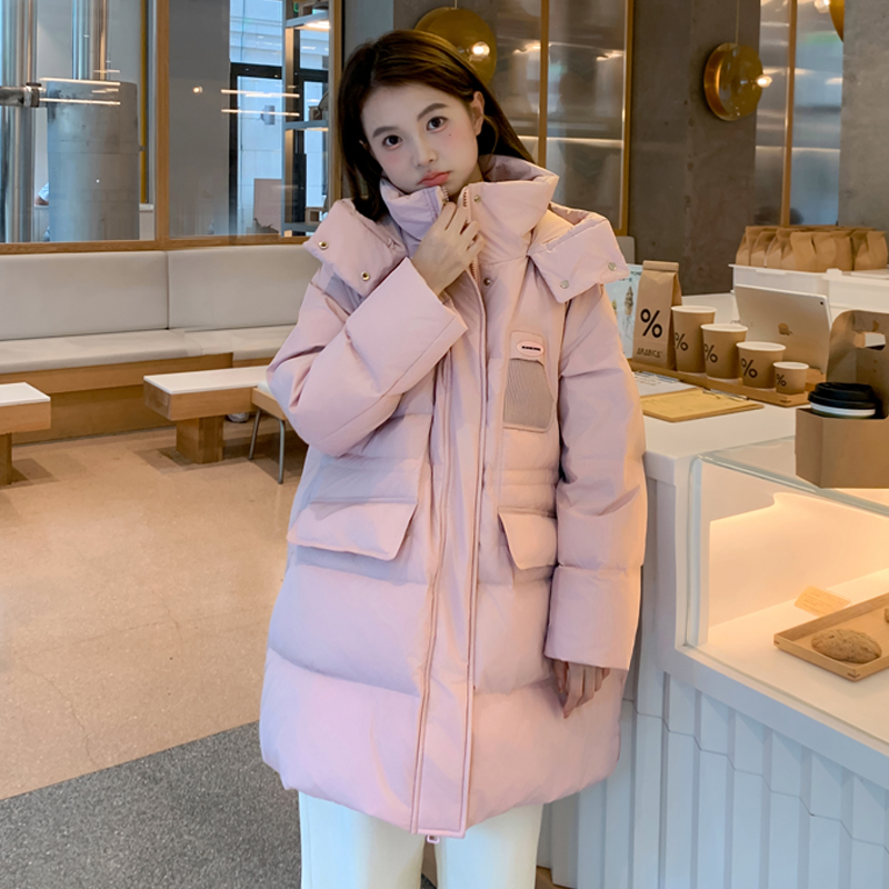 DEJIBVU/大季胖mm200斤宽松加肥加大码羽绒服女针织口袋中长9906