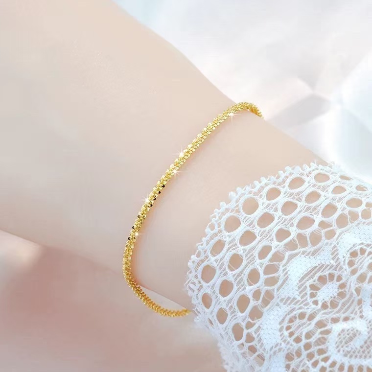 足银手链 足银999.9手链金色闪闪满天星手链（25650）