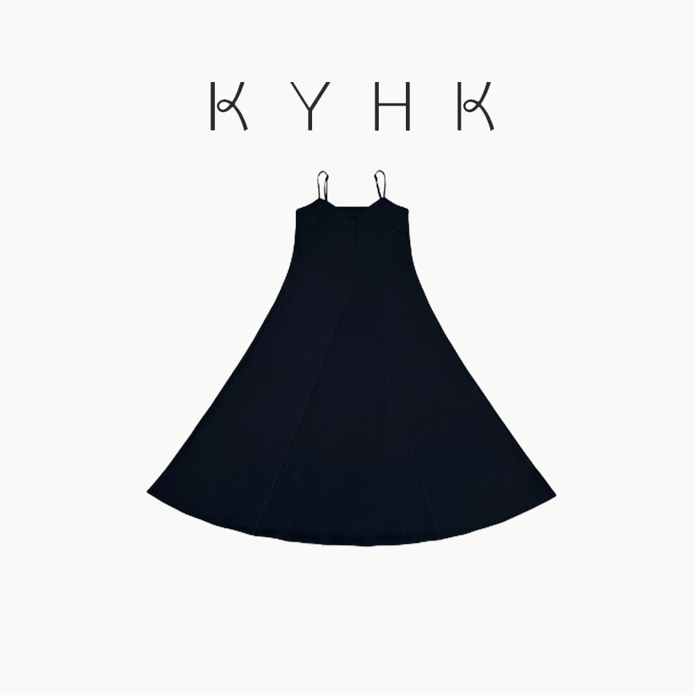 KYHK 法式小设计感V领吊带小黑裙无袖连衣裙230733