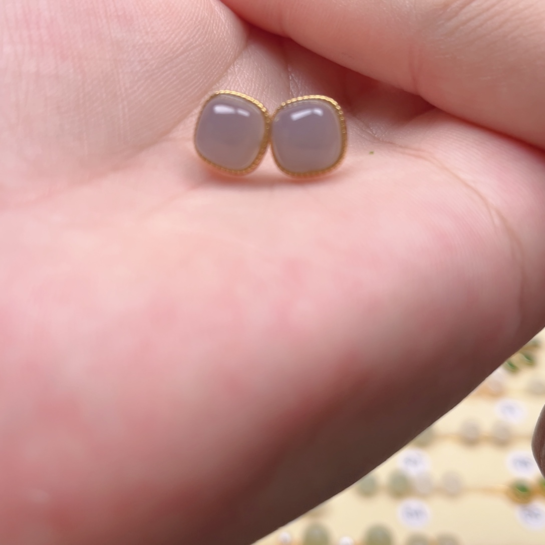 和田玉银S925镶嵌耳饰古****啦