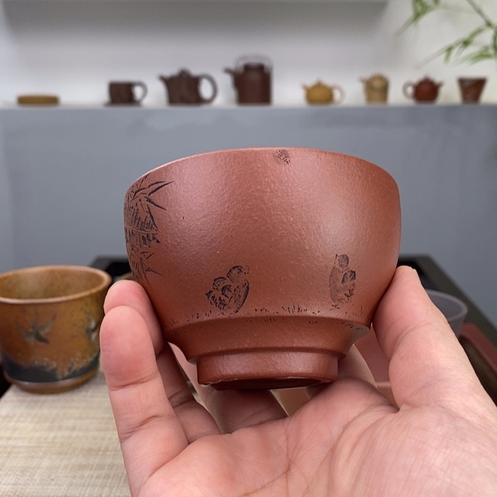 紫砂茶杯蔡*柯宜兴紫砂主人杯