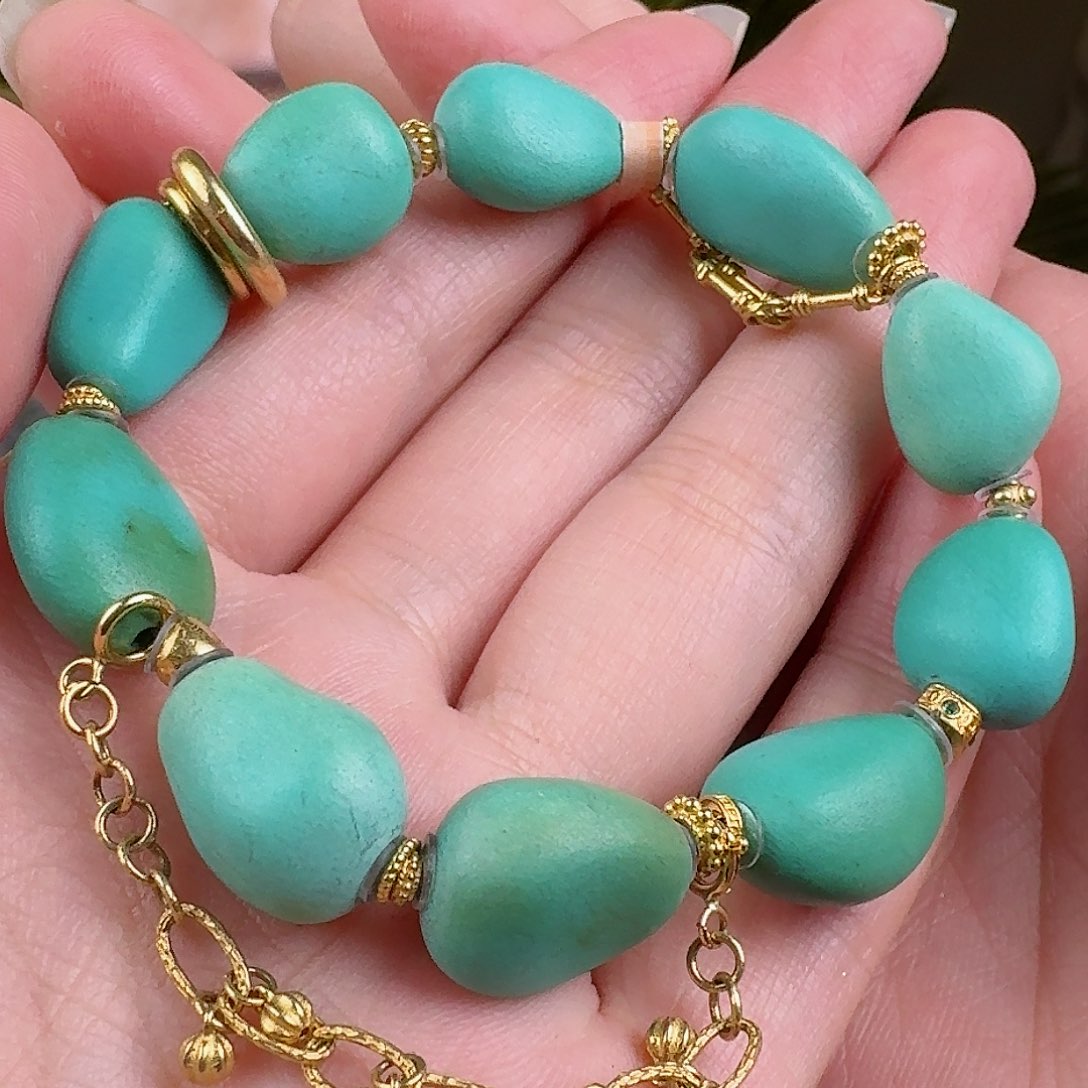 绿松石珠宝奇石18K金镶嵌