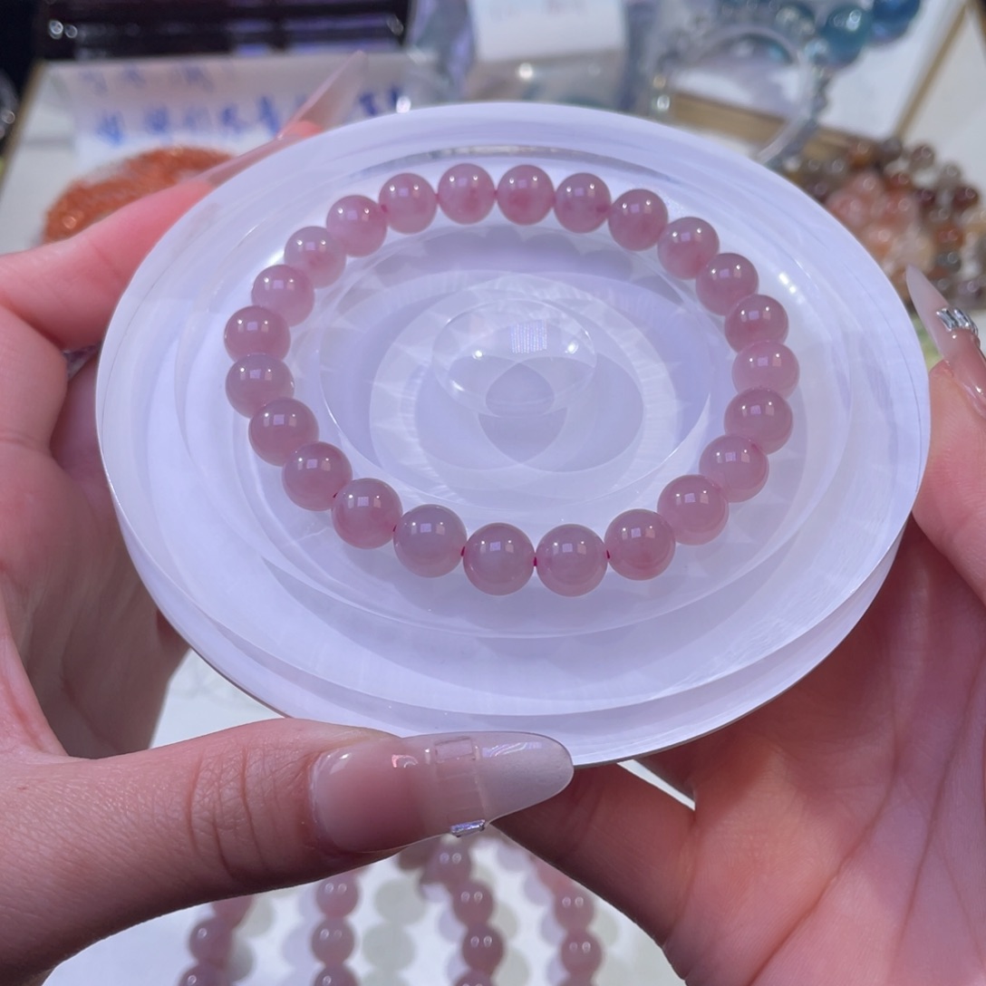 未镶嵌手链水晶蜜桃马粉粉水晶8+