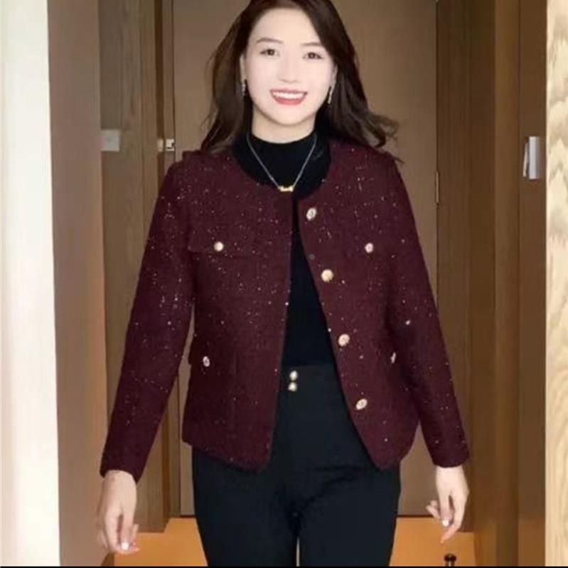 PYSA正品专柜新款洋气小香风外套女中年妈妈秋装遮肉显瘦高贵短款