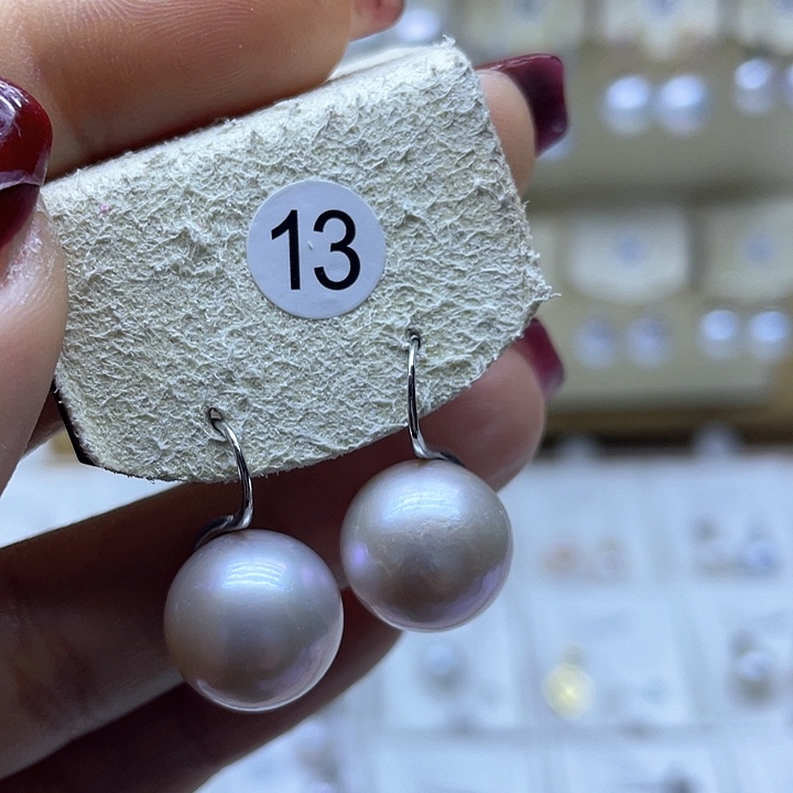 银S925镶嵌淡水珍珠耳饰