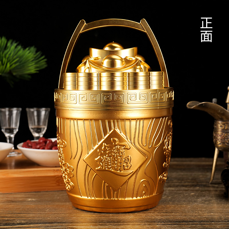 一河一村招财进宝金元宝一桶金浓香型白酒52度500mL*1坛白酒500ml