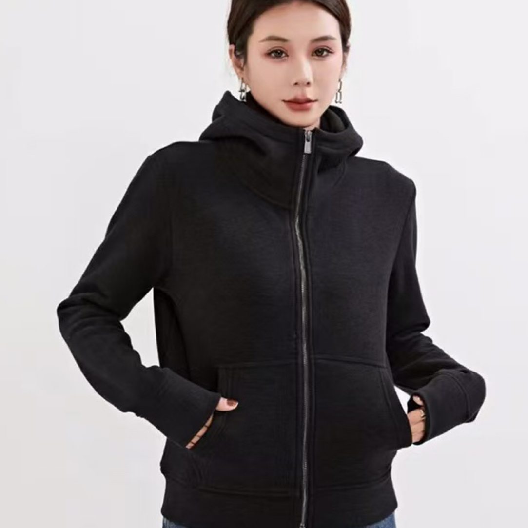 秋冬2025新款外套女连帽卫衣丝羊毛时尚休闲百搭显瘦拉链上衣61
