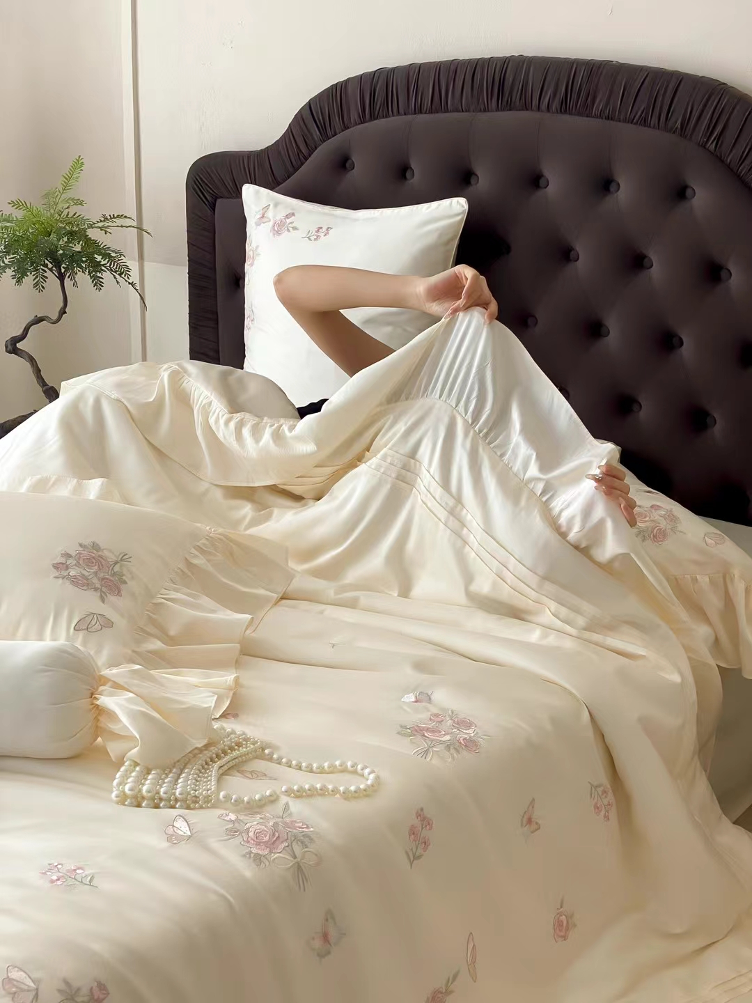 高定系列四件套天丝棉轻奢高档绣花精致刺绣款MIU-花屿床上用品