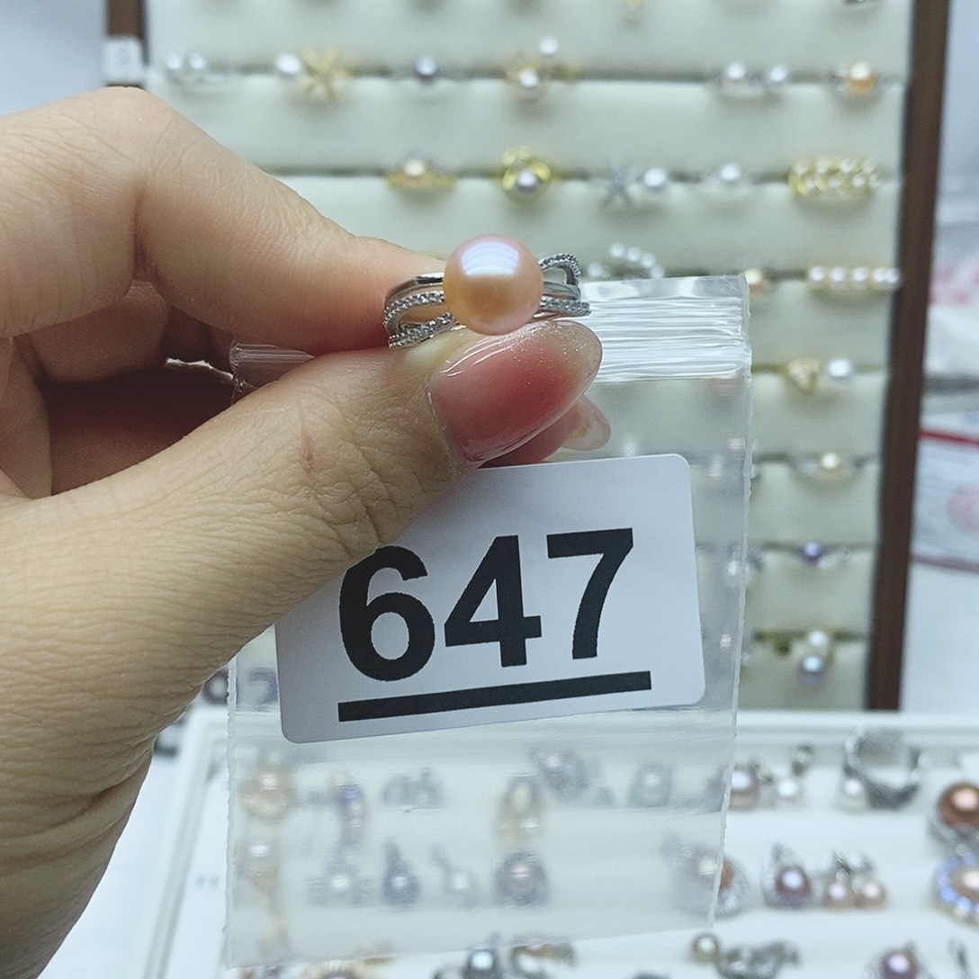 淡水珍珠戒指银S925镶嵌647