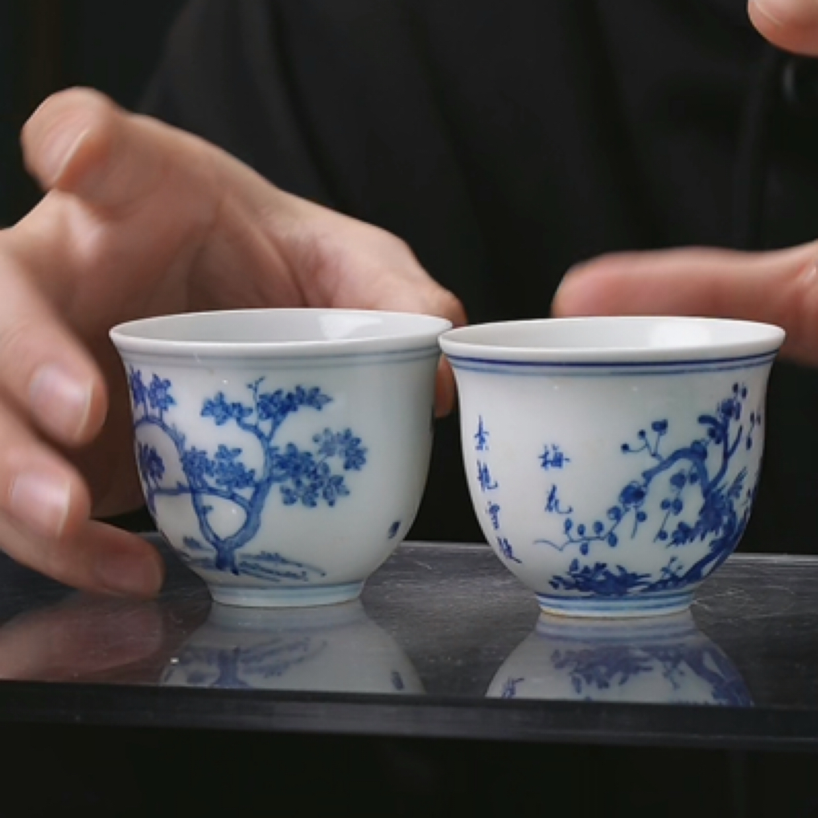 X青花十二花神杯一对