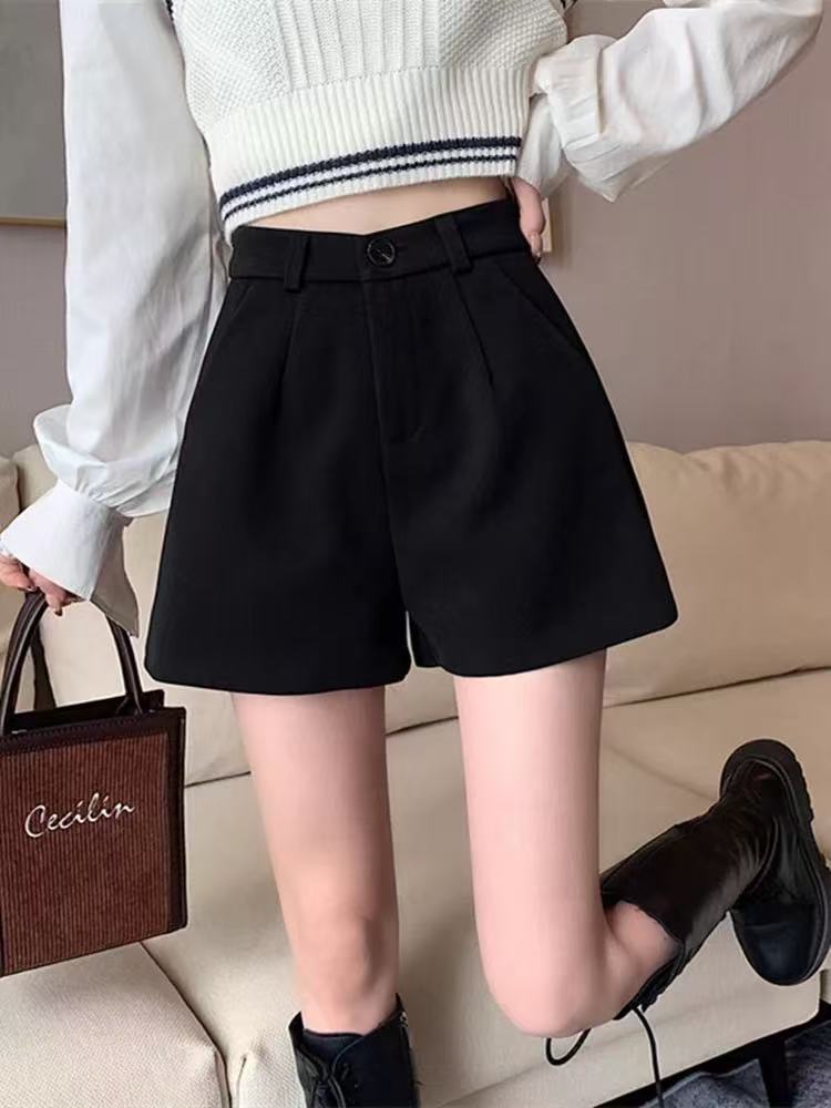 3631#（无皮带）时尚西装料百搭韩版短裤【B8-2】