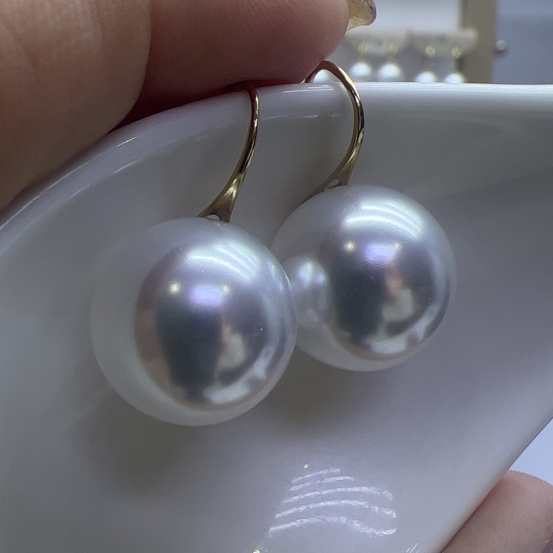 淡水珍珠耳饰18K金镶嵌