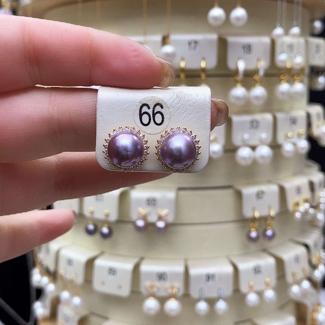 淡水珍珠耳饰银S925镶嵌