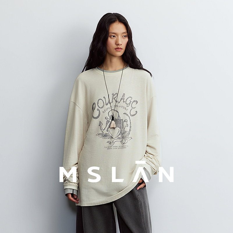 MSLAN「姆明联名」新款宽松慵懒感百搭印花T恤MHCT039