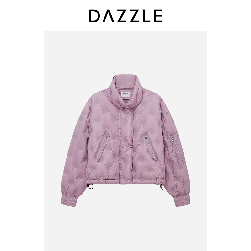 DAZZLE 地素女款休闲保暖立领冬季紫色时尚短羽绒服2I1K201