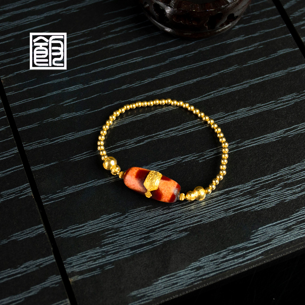 【康宁】饭饭珠宝 18k金天珠玛瑙手串（天然珠宝多样性发）