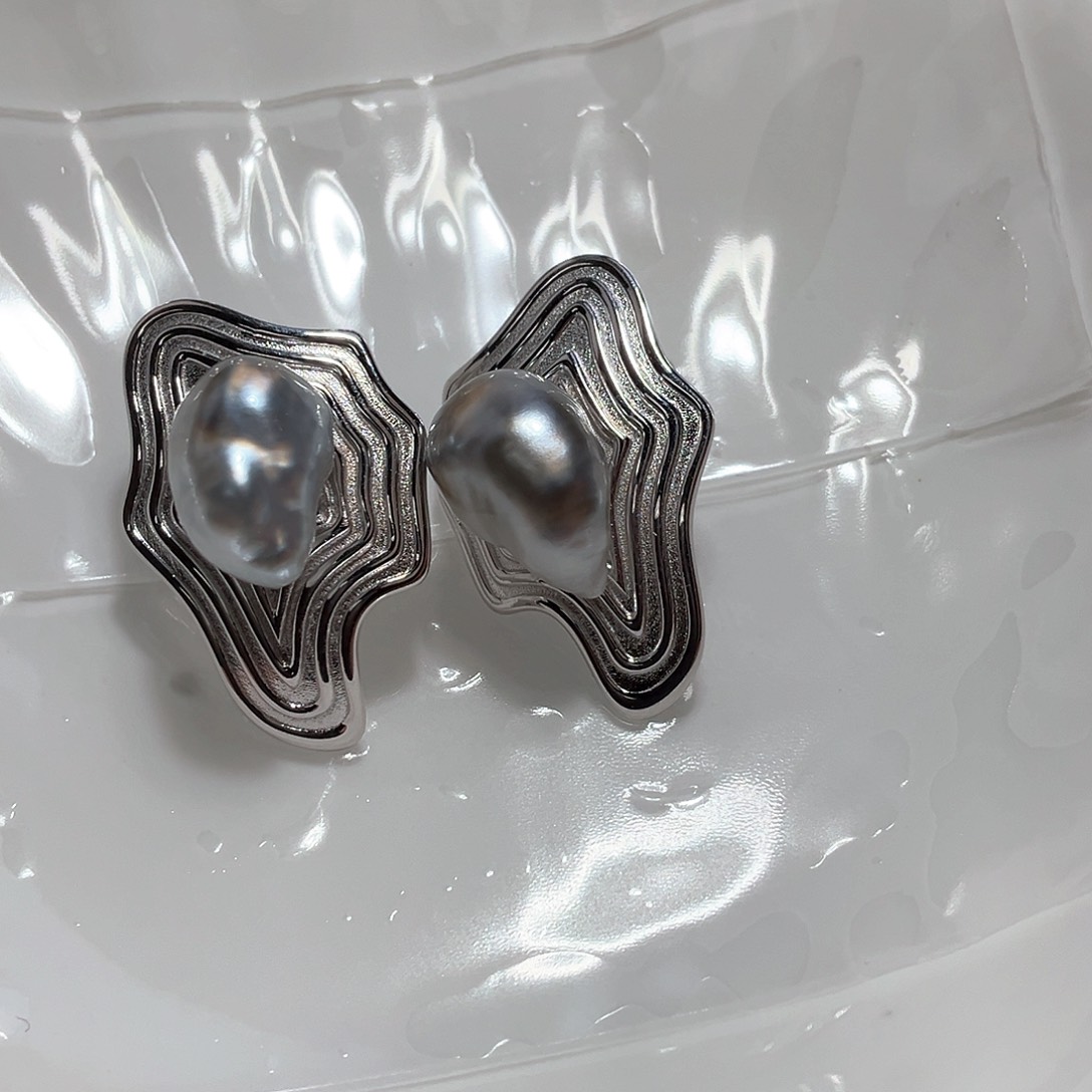 海水珍珠耳饰银S925镶嵌旁*君