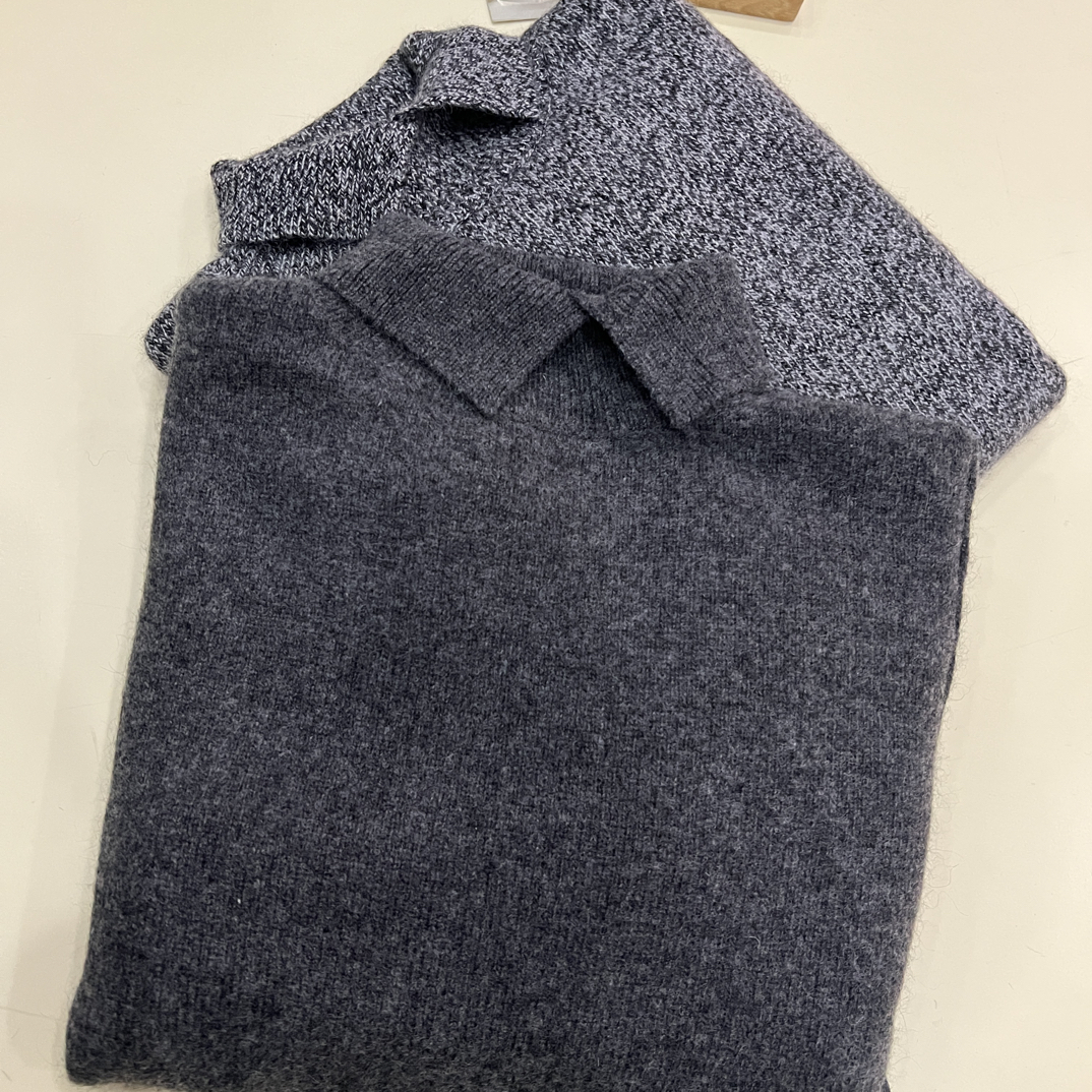 绒品 韩系设计款翻领加厚纯色套头针织衫