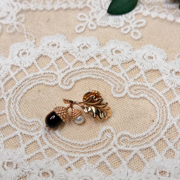 90新  【六六中古】孤品k18珍珠胸针ad4884